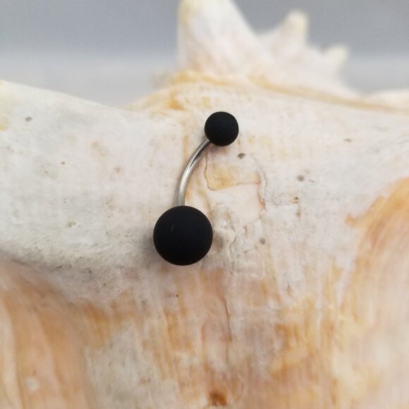 Two double acrylic ball belly button rings red and black - Picture 5 of 5